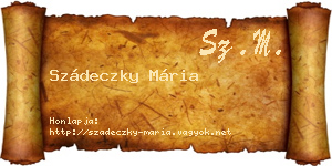 Szádeczky Mária névjegykártya