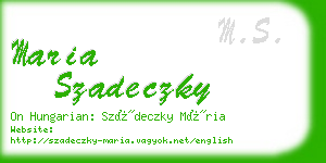 maria szadeczky business card